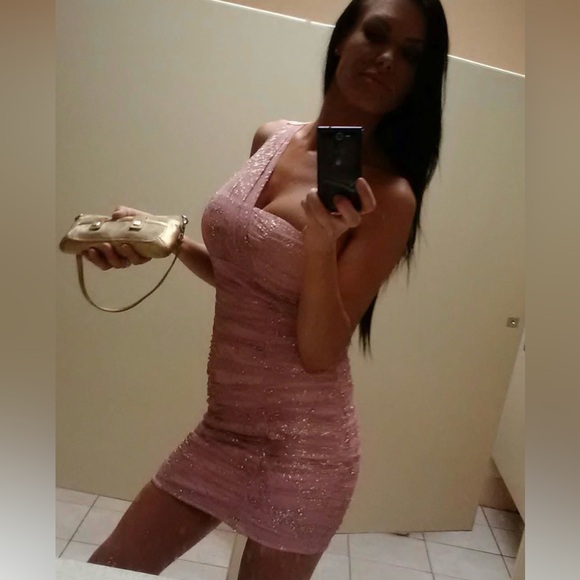 BCX Pink and Gold One-Shoulder Mini Dress - Picture 6 of 6